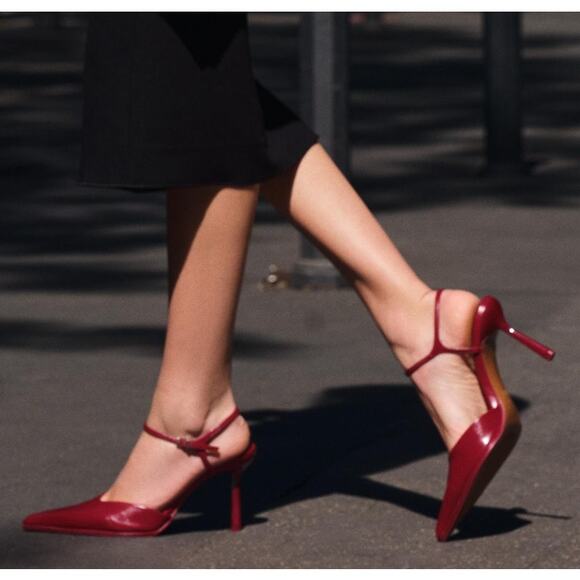 ZARA Red Pointed Toe Slingback Heels NWT | Sizes 7.5, 9, 10 - Picture 4 of 16